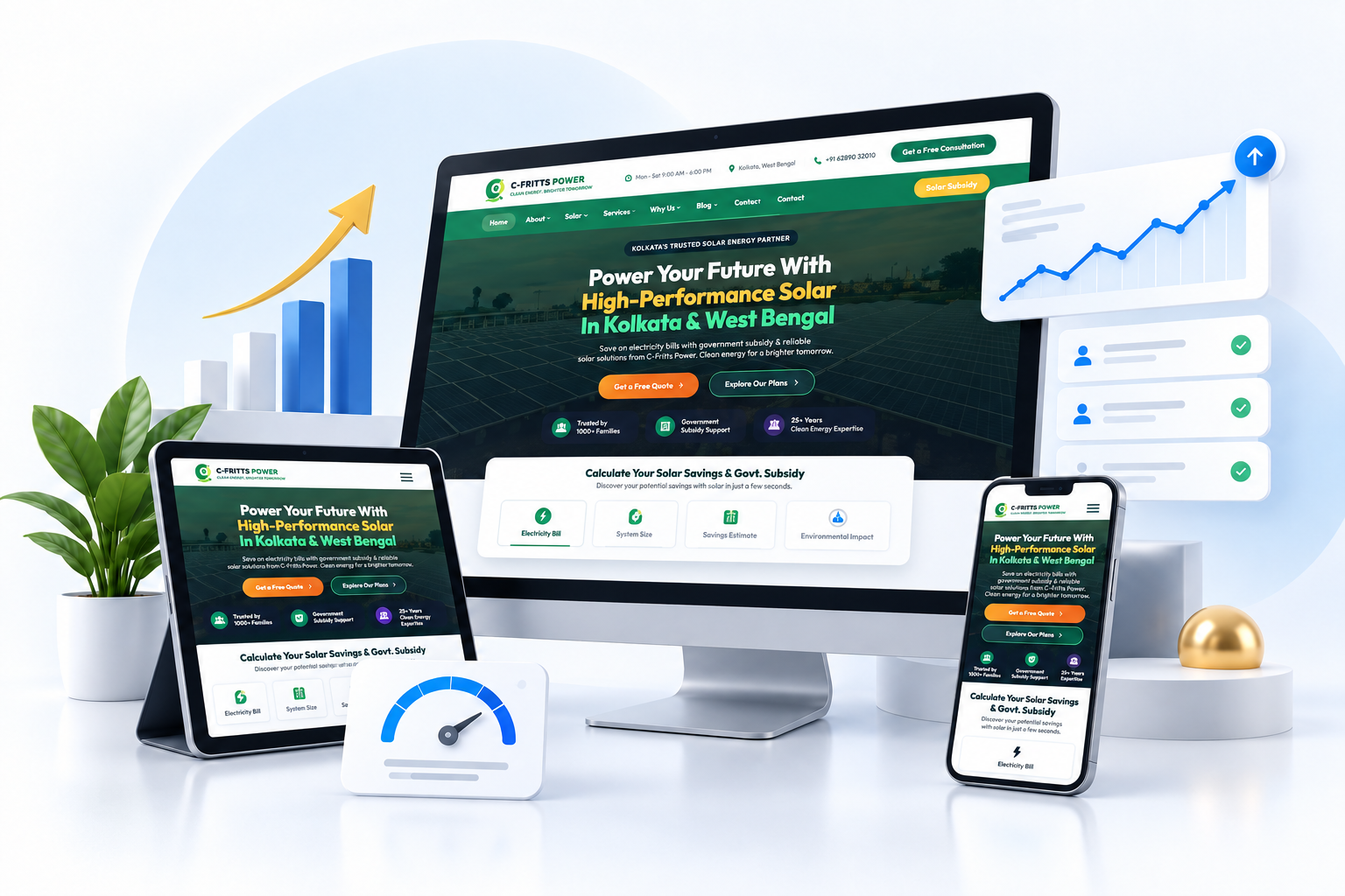 Mock browser preview of a responsive business website layout